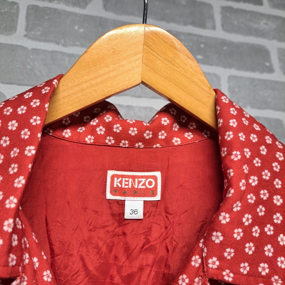 Kenzo Paris Womens Vintage 70s Sakura Flowers Button Midi‎ Dress Size 36 - Picture 6 of 15